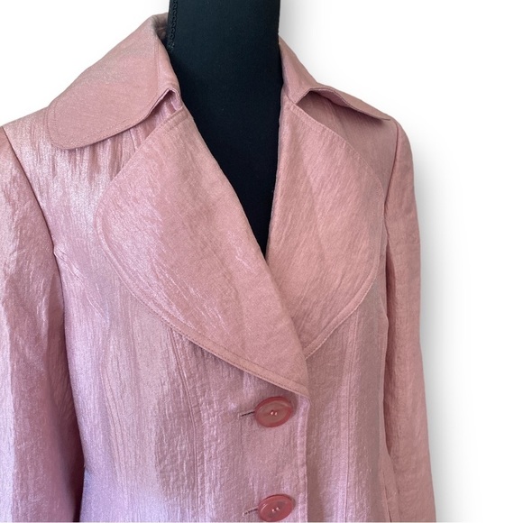 NINE WEST Pink Shimmering Wrap Trench Coat Vintage Size Medium B - Picture 7 of 11